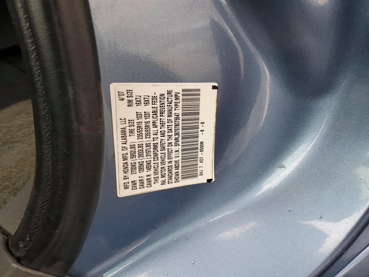 2007 HONDA ODYSSEY EXL photo 25
