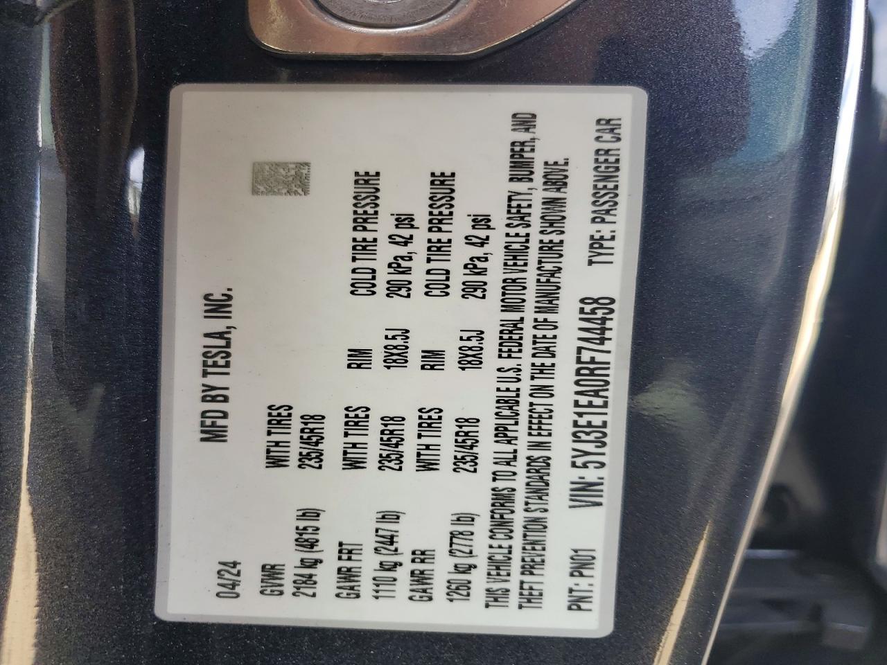 2024 TESLA MODEL 3 photo 13