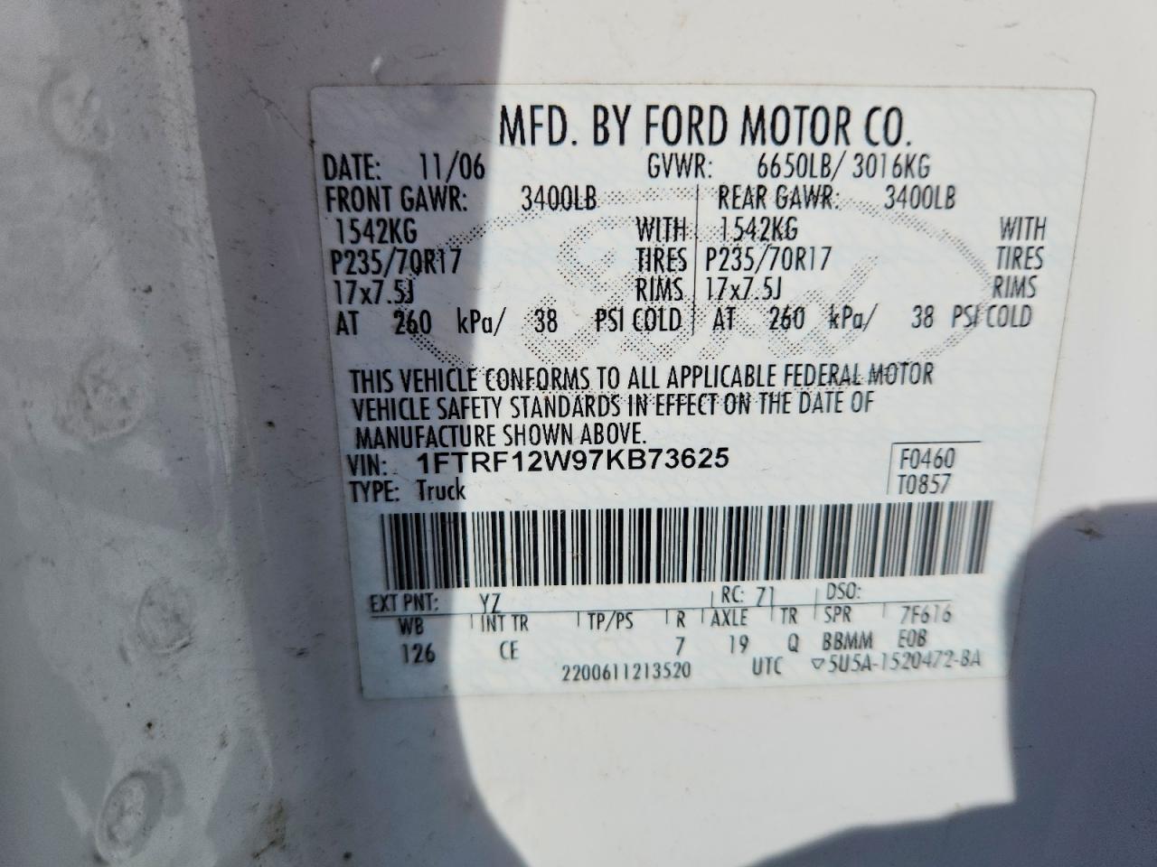 2007 FORD F150 photo 13