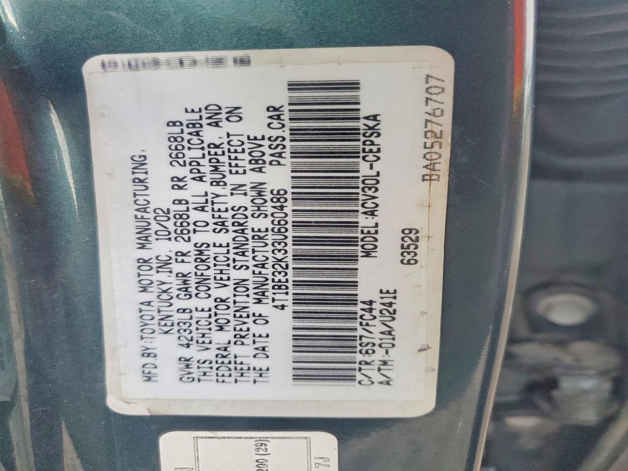 2003 TOYOTA CAMRY photo 12