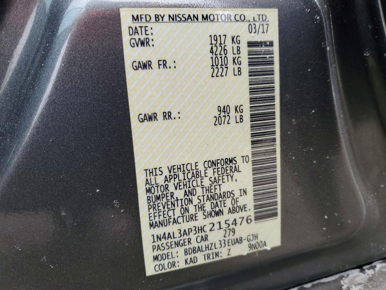 2017 NISSAN ALTIMA 2.5 photo 34