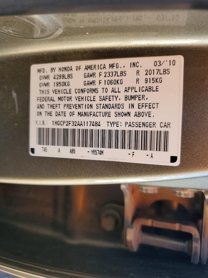 2010 HONDA ACCORD LX photo 12