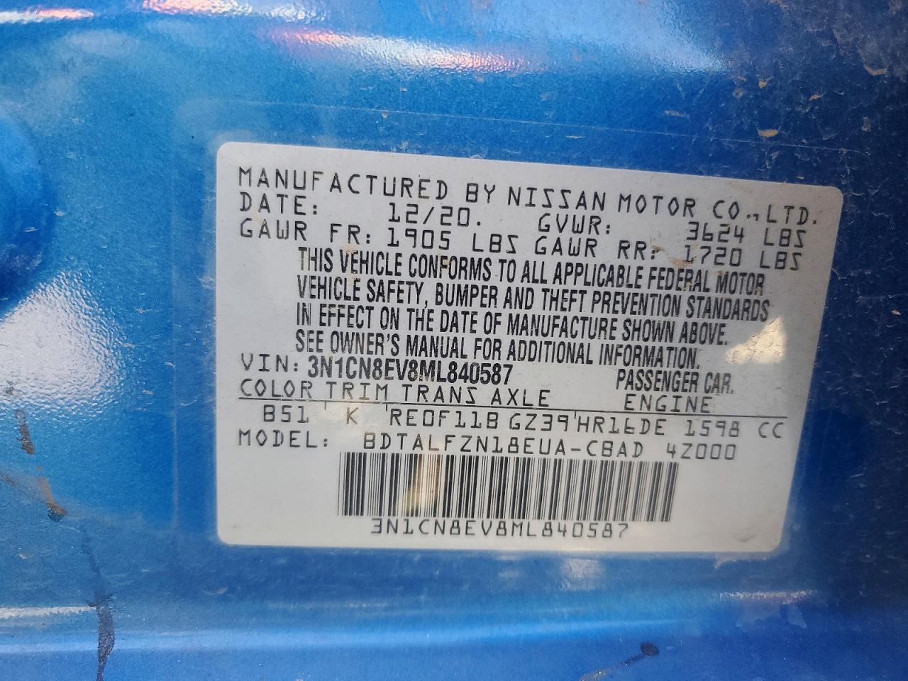 2021 NISSAN VERSA SV photo 12
