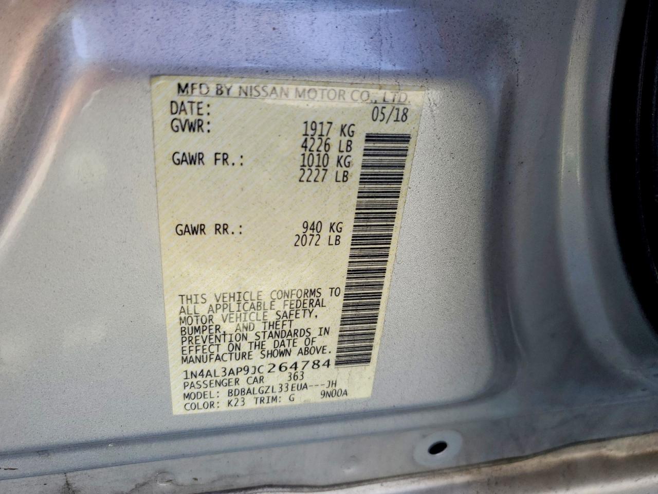 2018 NISSAN ALTIMA 2.5 photo 12