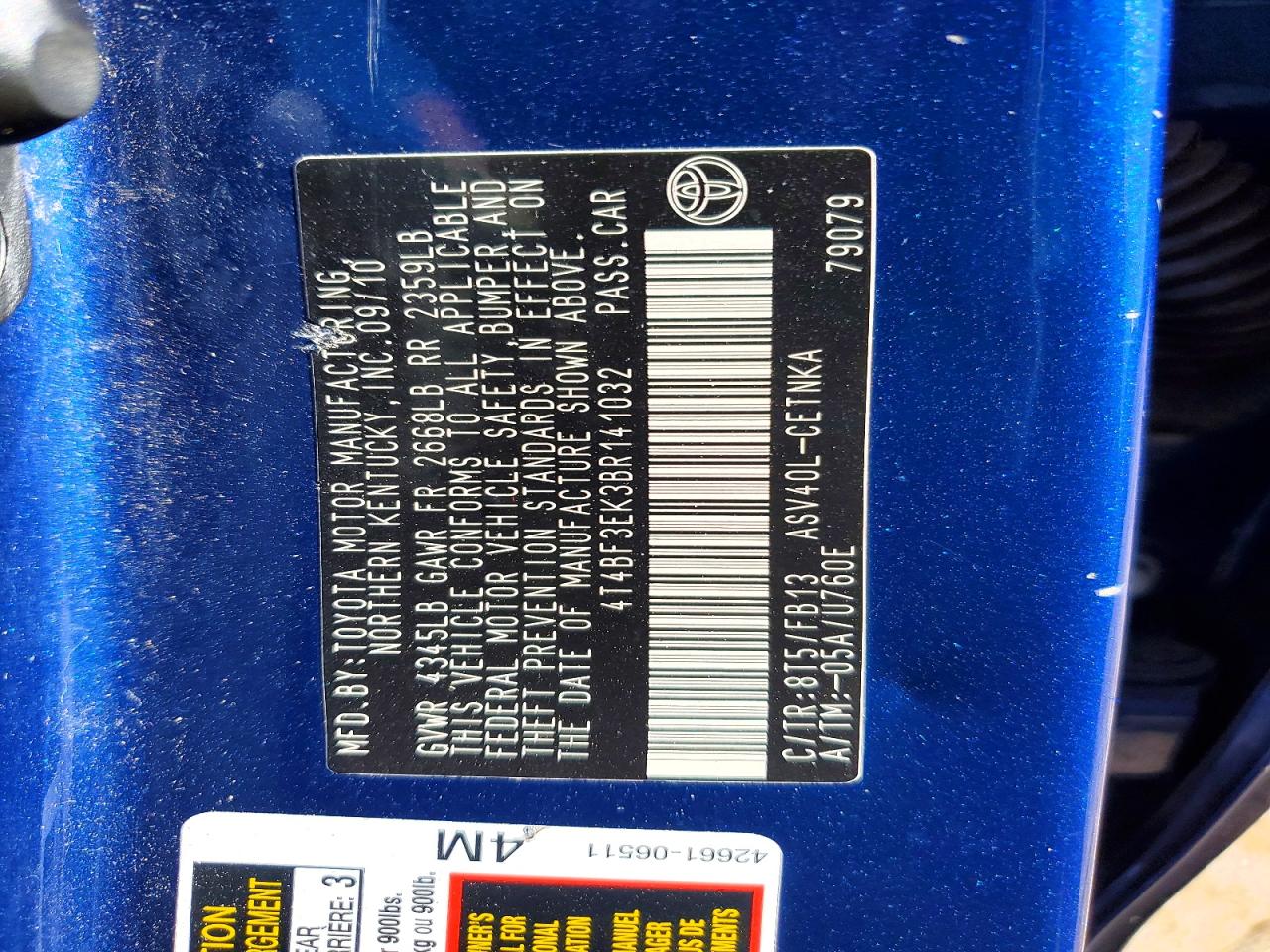 2011 TOYOTA CAMRY LE photo 34
