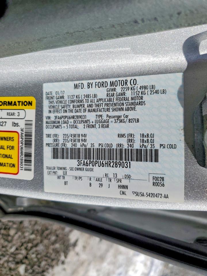 2017 FORD FUSION SE PHEV photo 12
