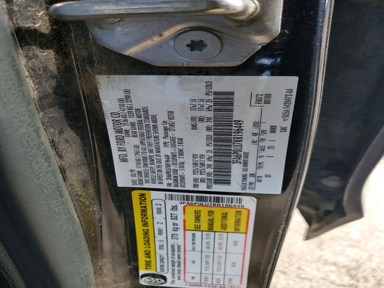 2019 FORD FUSION SE photo 13