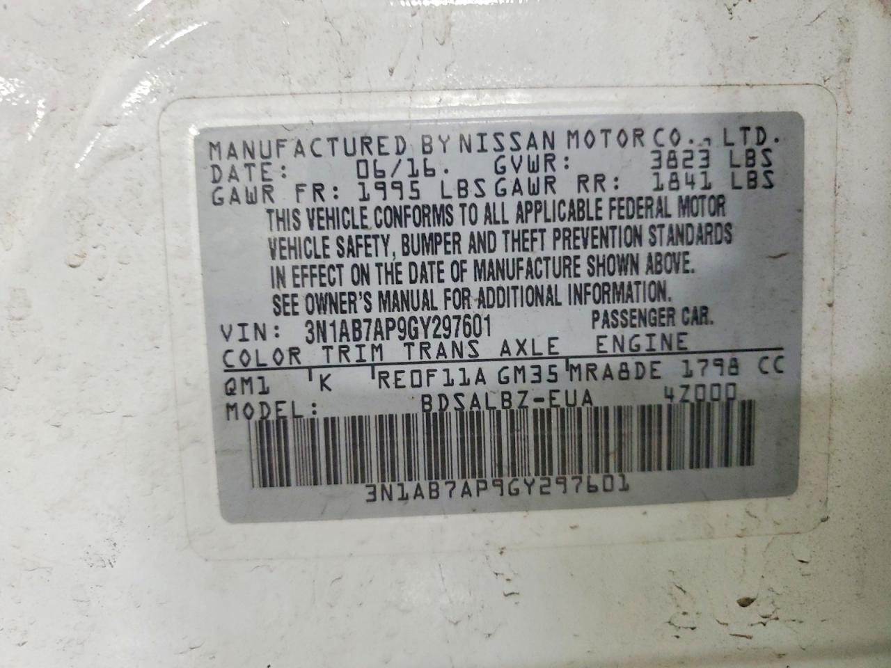 2016 NISSAN SENTRA S photo 37