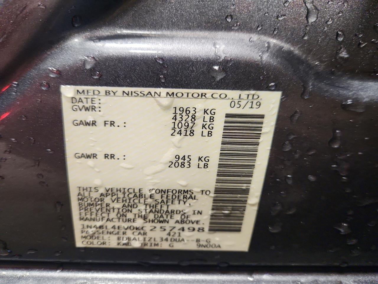 2019 NISSAN ALTIMA 2.5 SL photo 12