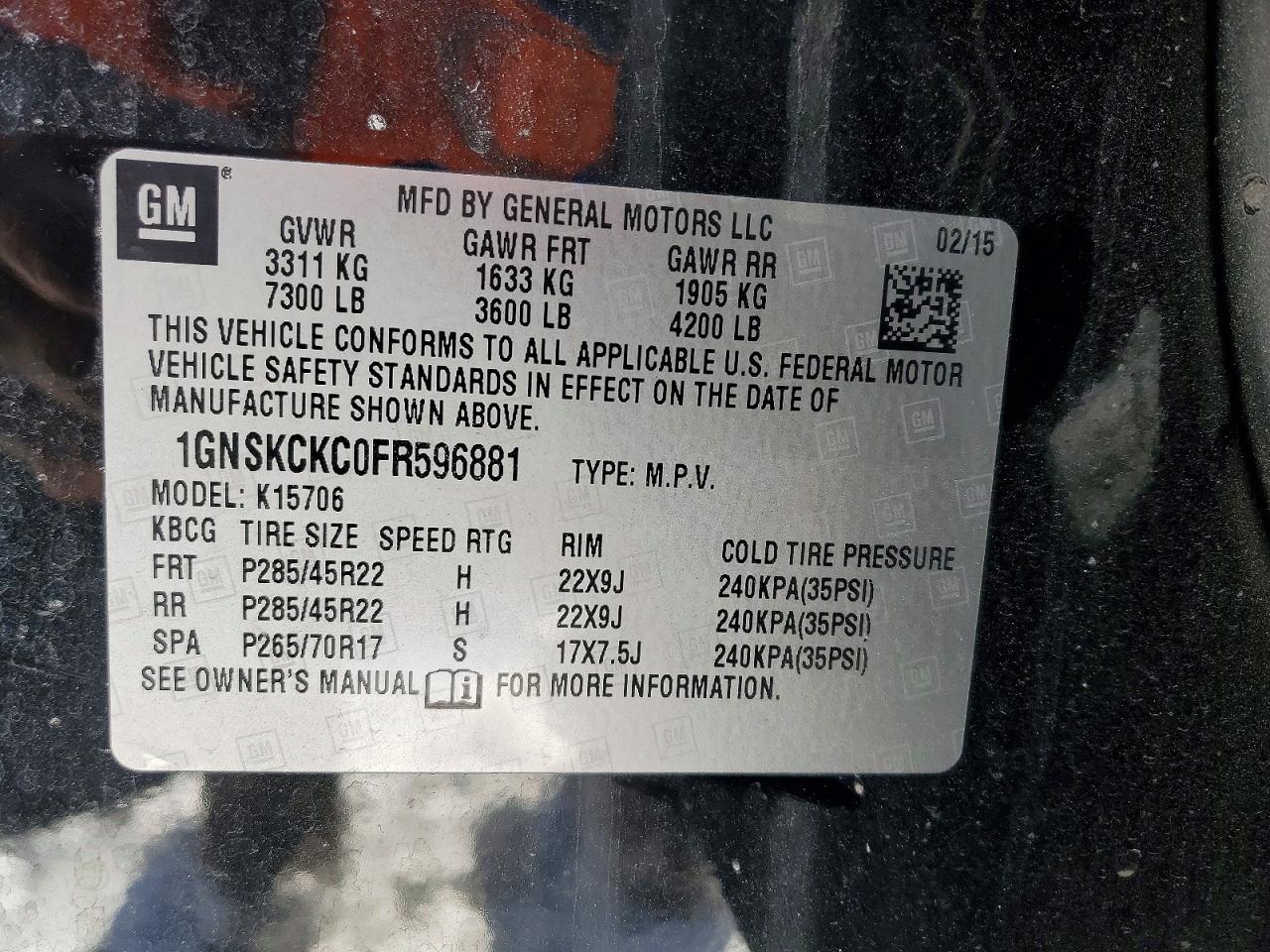 2015 CHEVROLET TAHOE K1500 LTZ photo 25