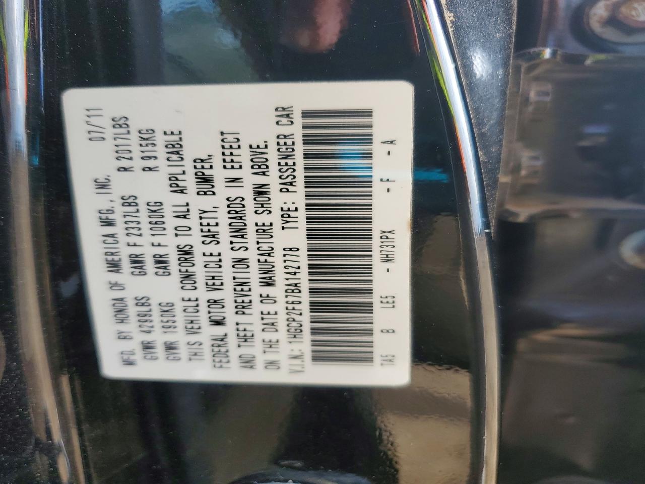 2011 HONDA ACCORD SE photo 23
