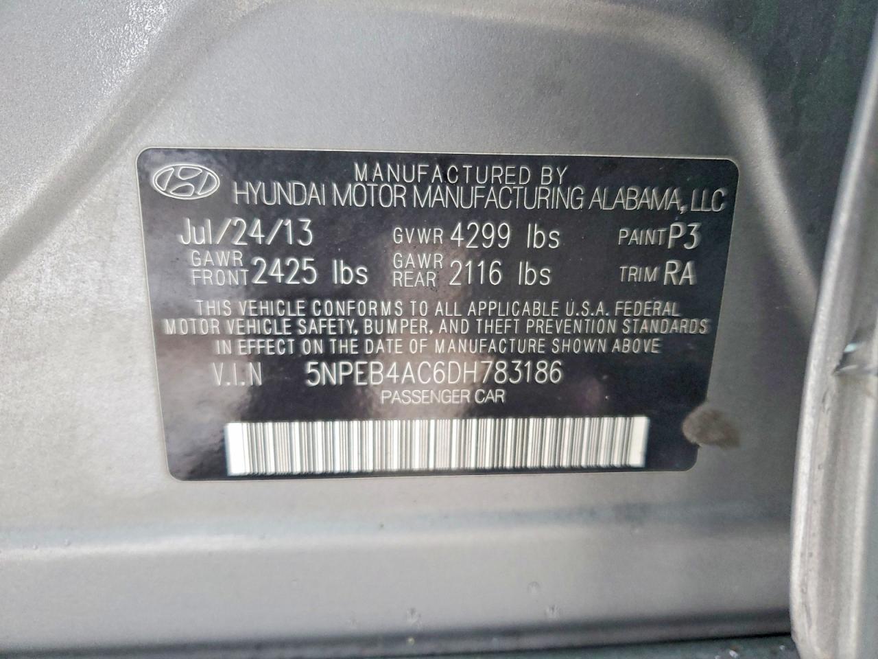 2013 HYUNDAI SONATA GLS photo 34