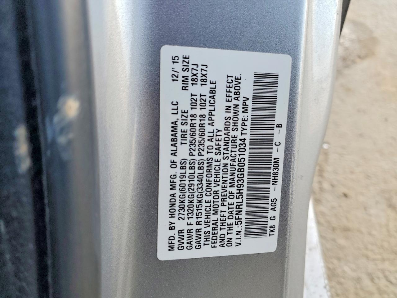 2016 HONDA ODYSSEY photo 13