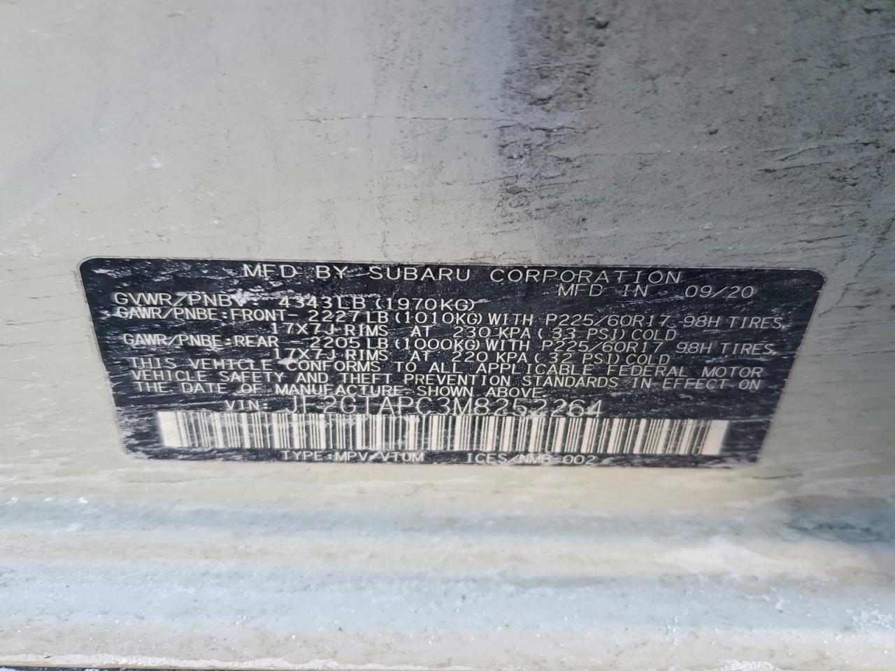 2021 SUBARU CROSSTREK PREMIUM photo 13