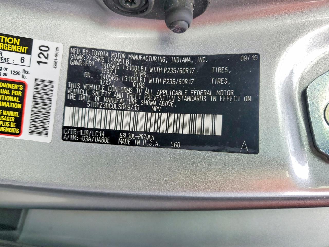 2020 TOYOTA SIENNA photo 14