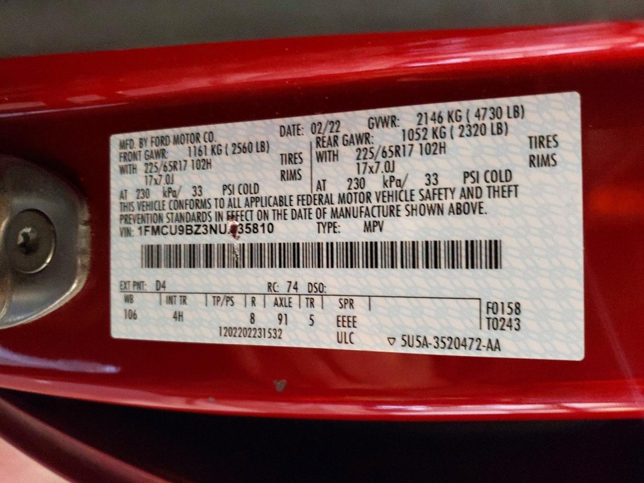 2022 FORD ESCAPE SE photo 13