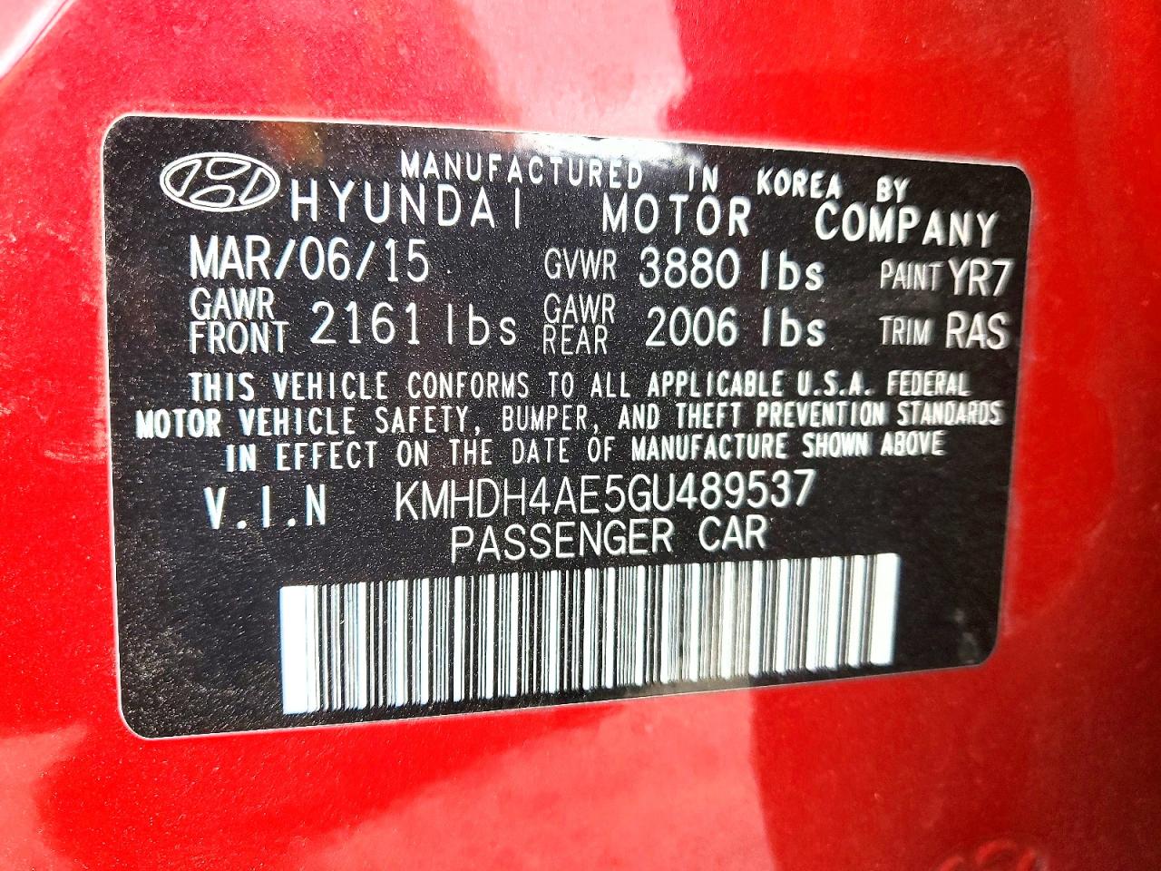 2016 HYUNDAI ELANTRA SE photo 23
