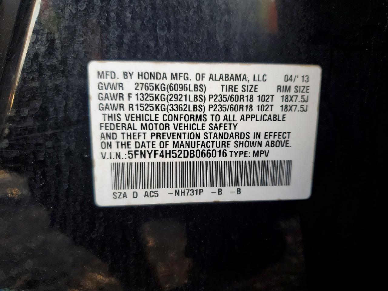 2013 HONDA PILOT EXL photo 23