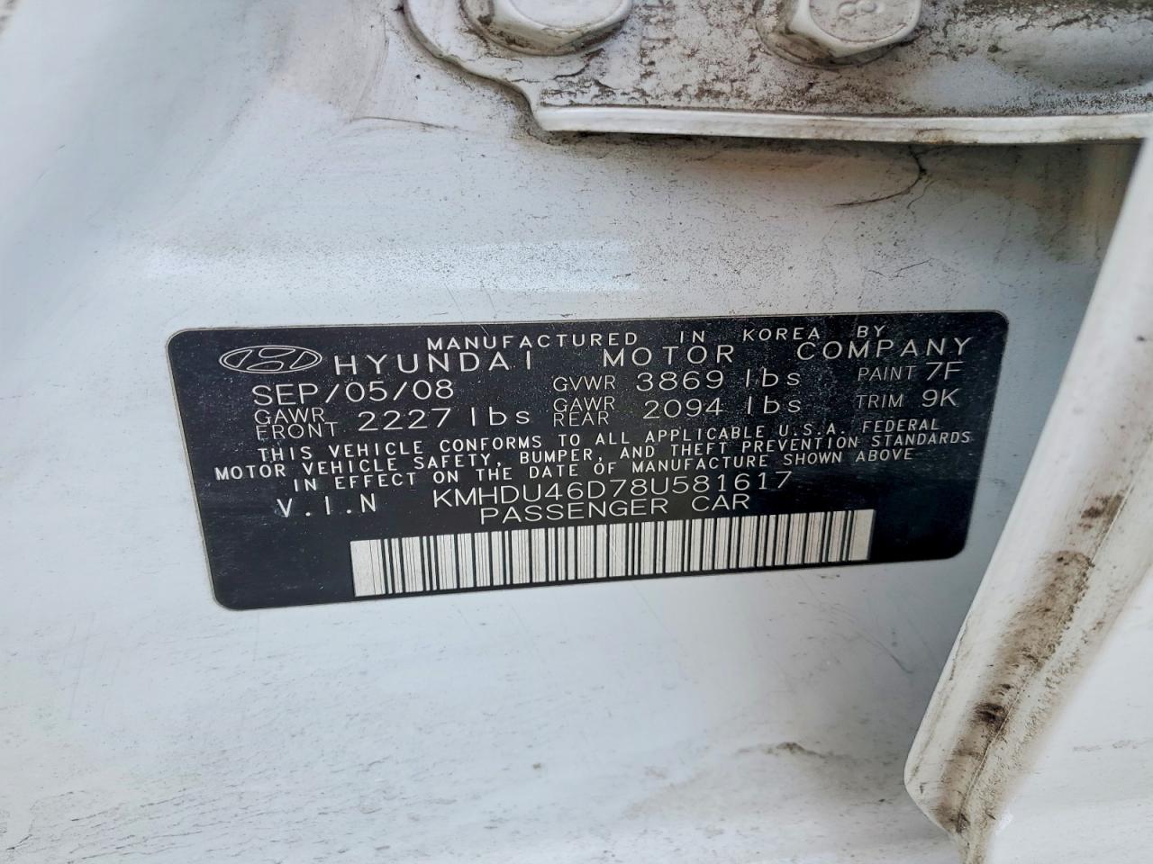 2008 HYUNDAI ELANTRA GLS photo 34