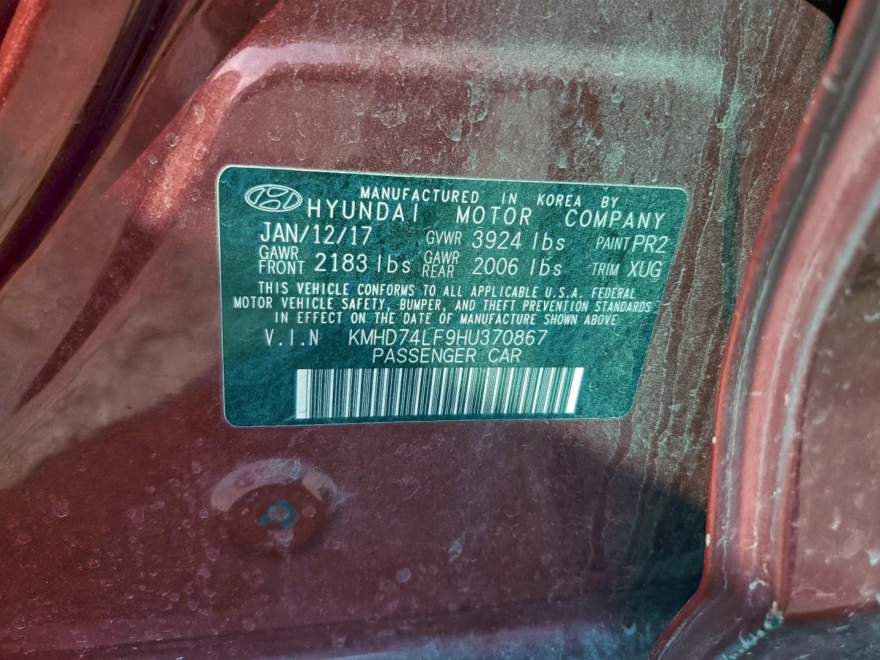 2017 HYUNDAI ELANTRA SE photo 12