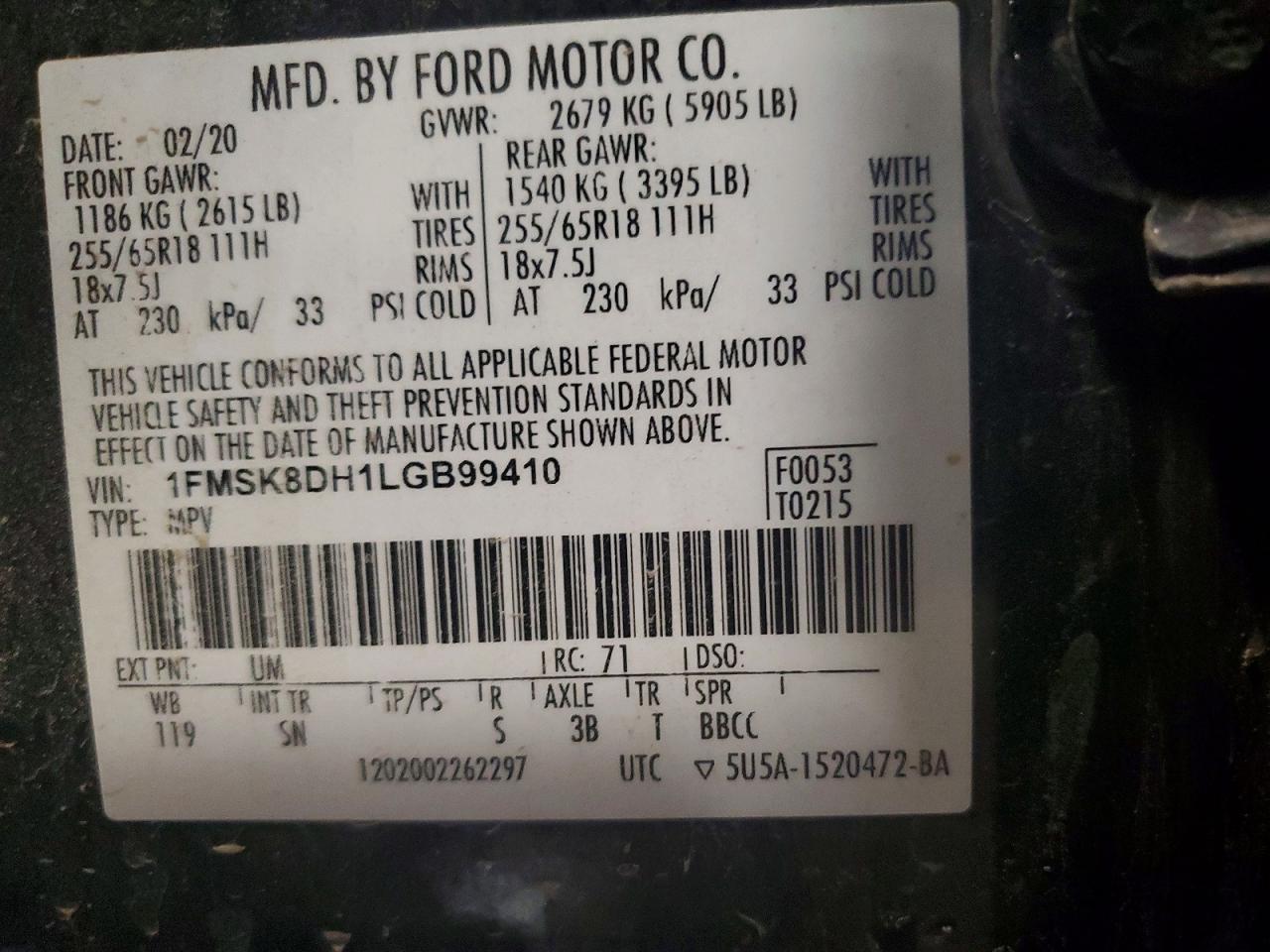 2020 FORD EXPLORER XLT photo 25