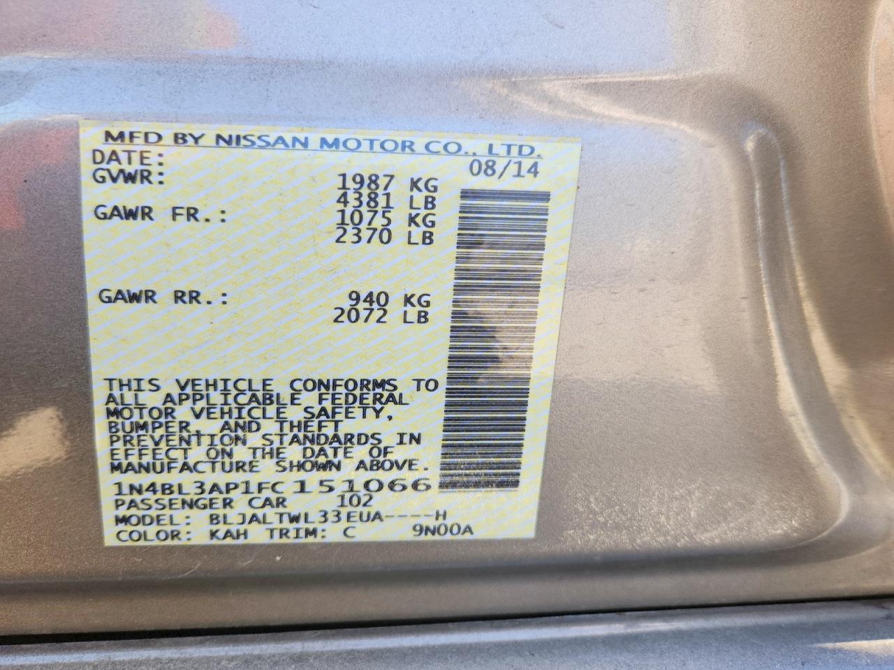 2015 NISSAN ALTIMA 3.5 SL photo 12