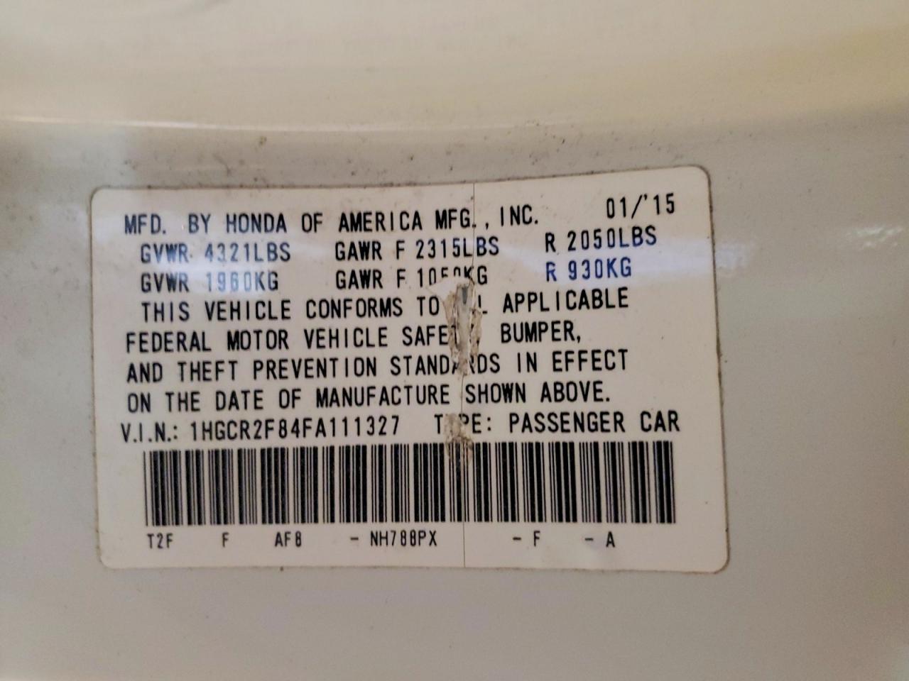 2015 HONDA ACCORD EXL photo 23
