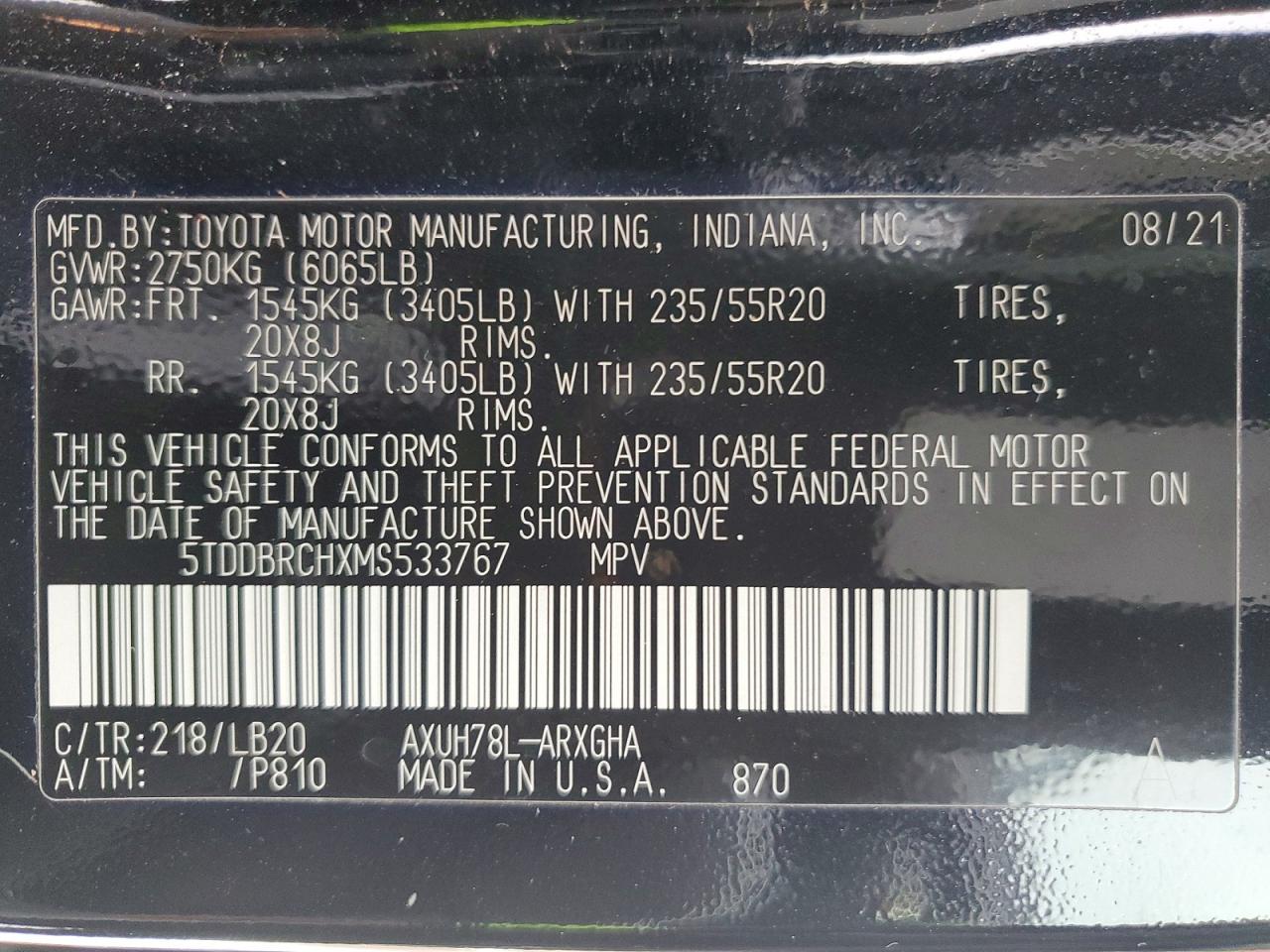 2021 TOYOTA HIGHLANDER HYBRID LIMITED photo 13