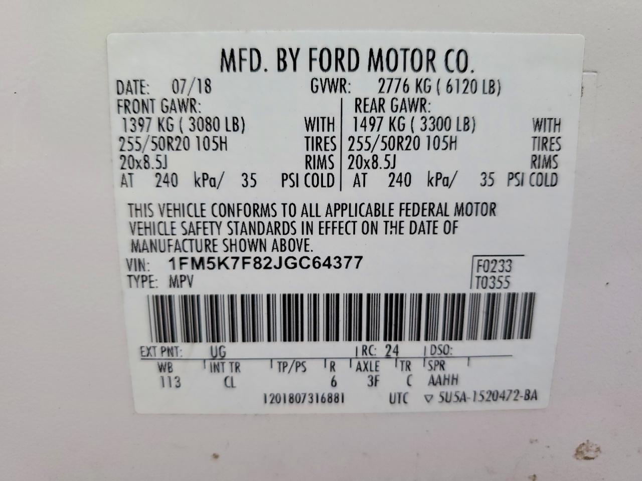 2018 FORD EXPLORER LIMITED photo 37