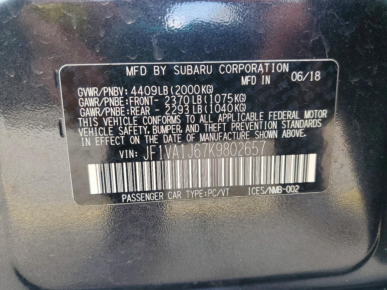2019 SUBARU WRX LIMITED photo 23