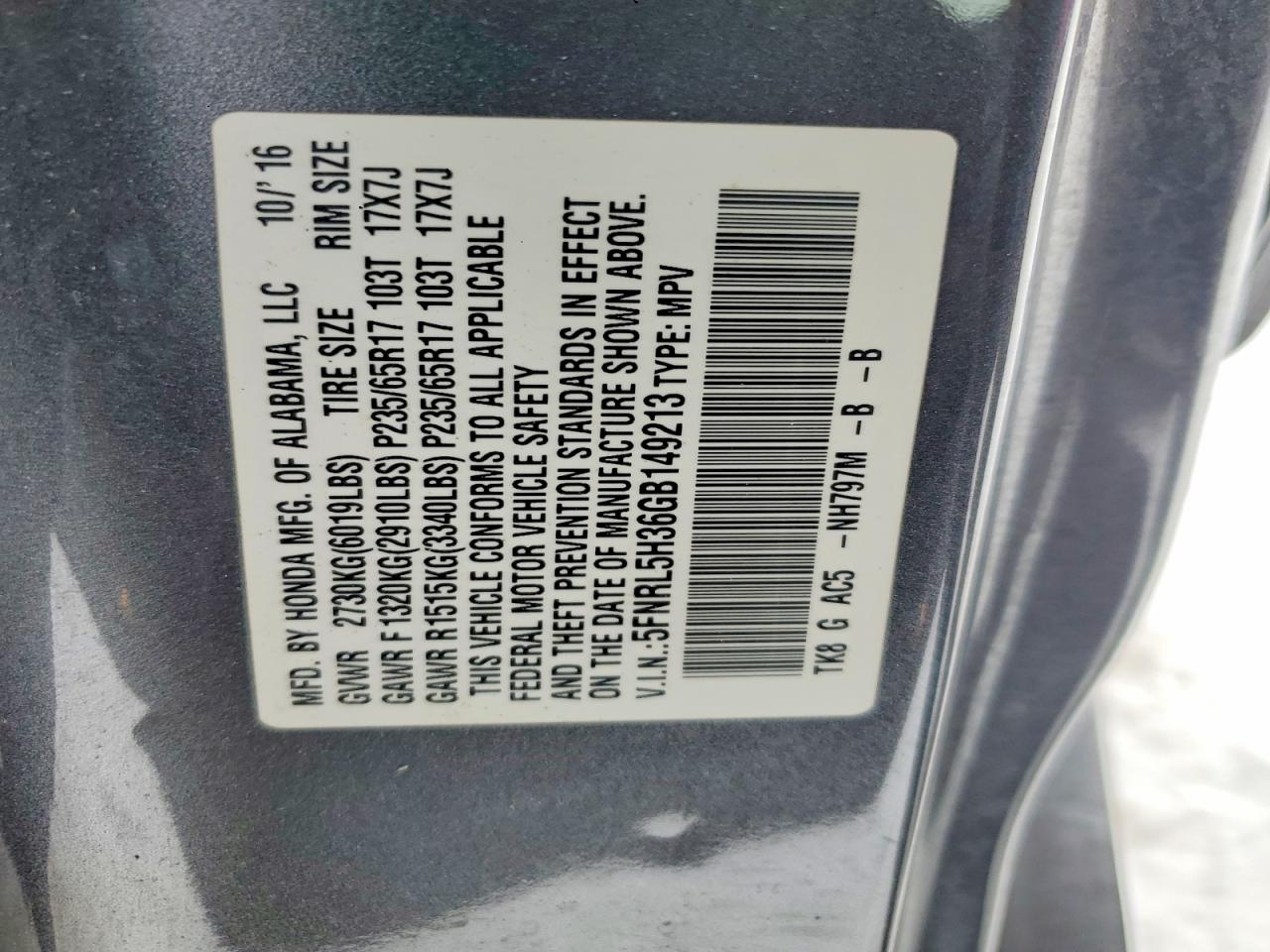 2016 HONDA ODYSSEY SE photo 25