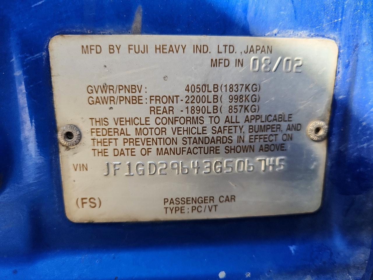 2003 SUBARU IMPREZA WRX photo 12