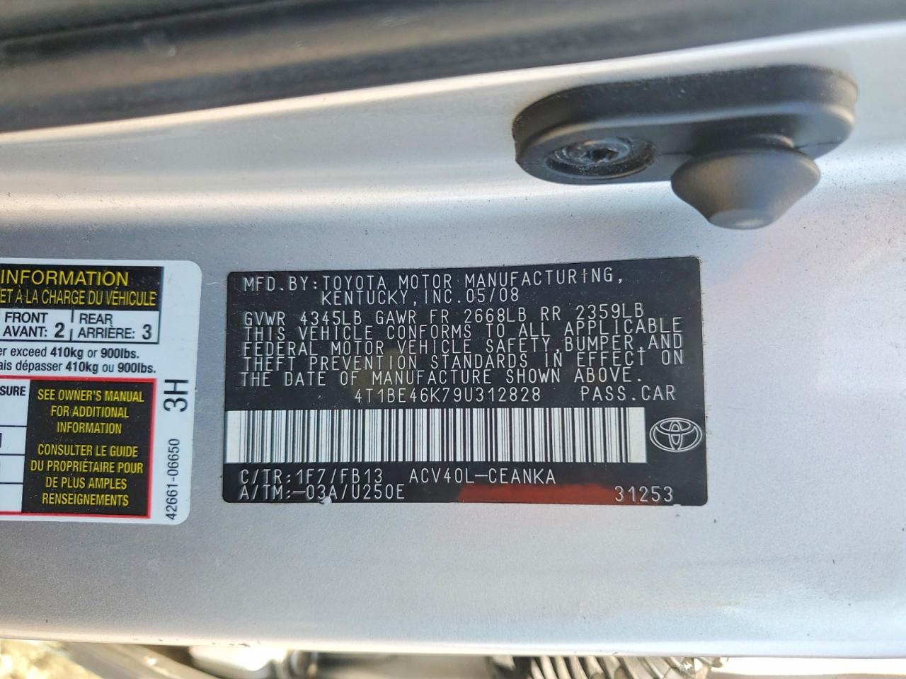 2009 TOYOTA CAMRY BASE photo 12