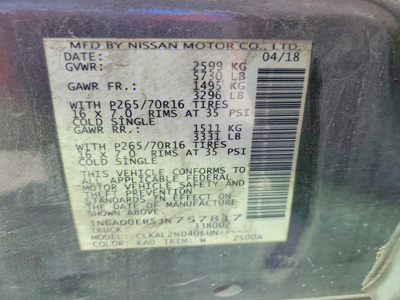 2018 NISSAN FRONTIER SV photo 23