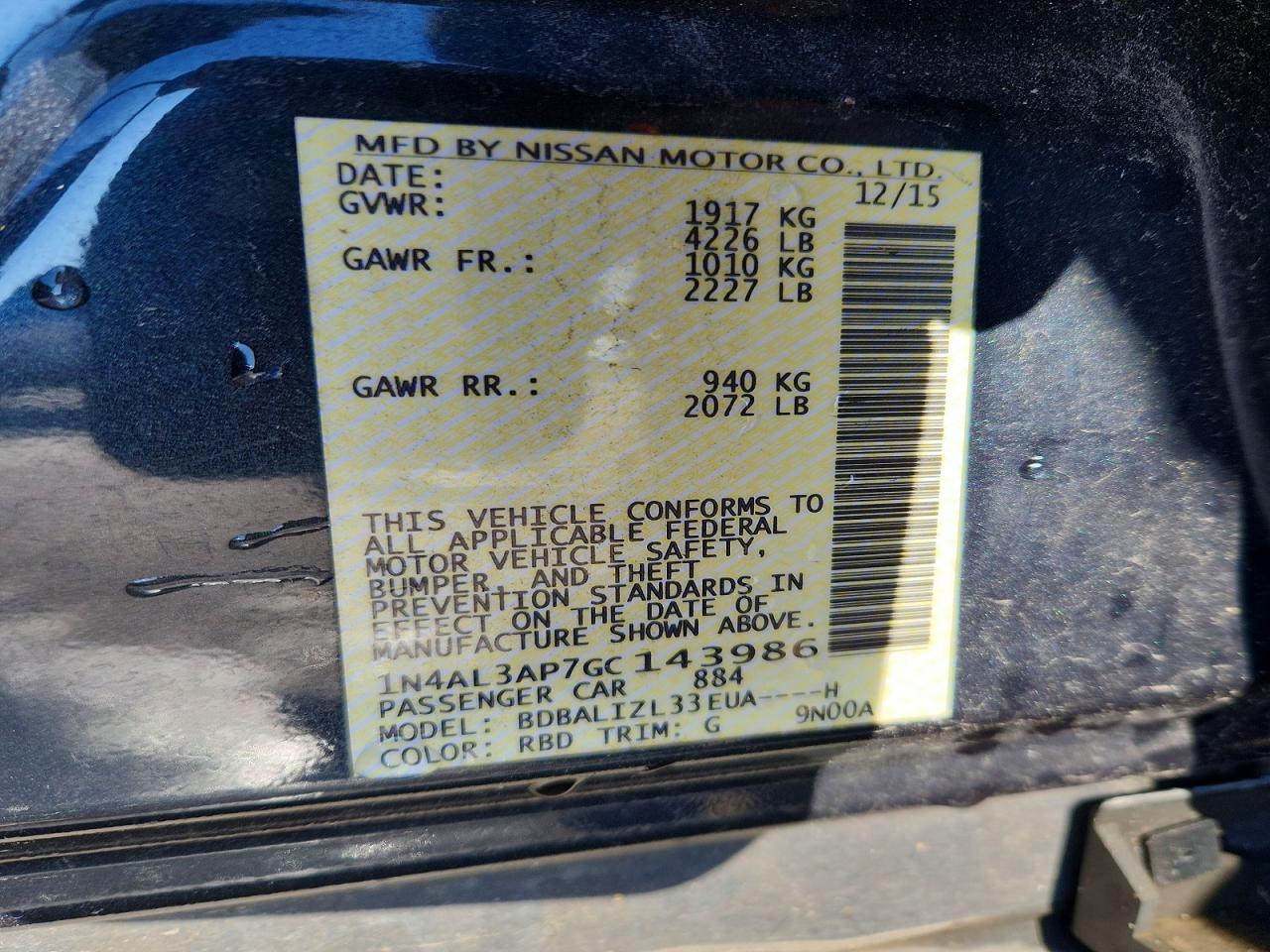 2016 NISSAN ALTIMA 2.5 SV photo 13