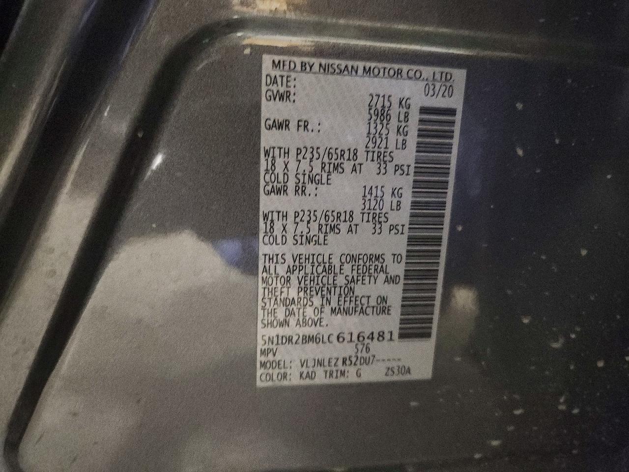 2020 NISSAN PATHFINDER SV photo 25