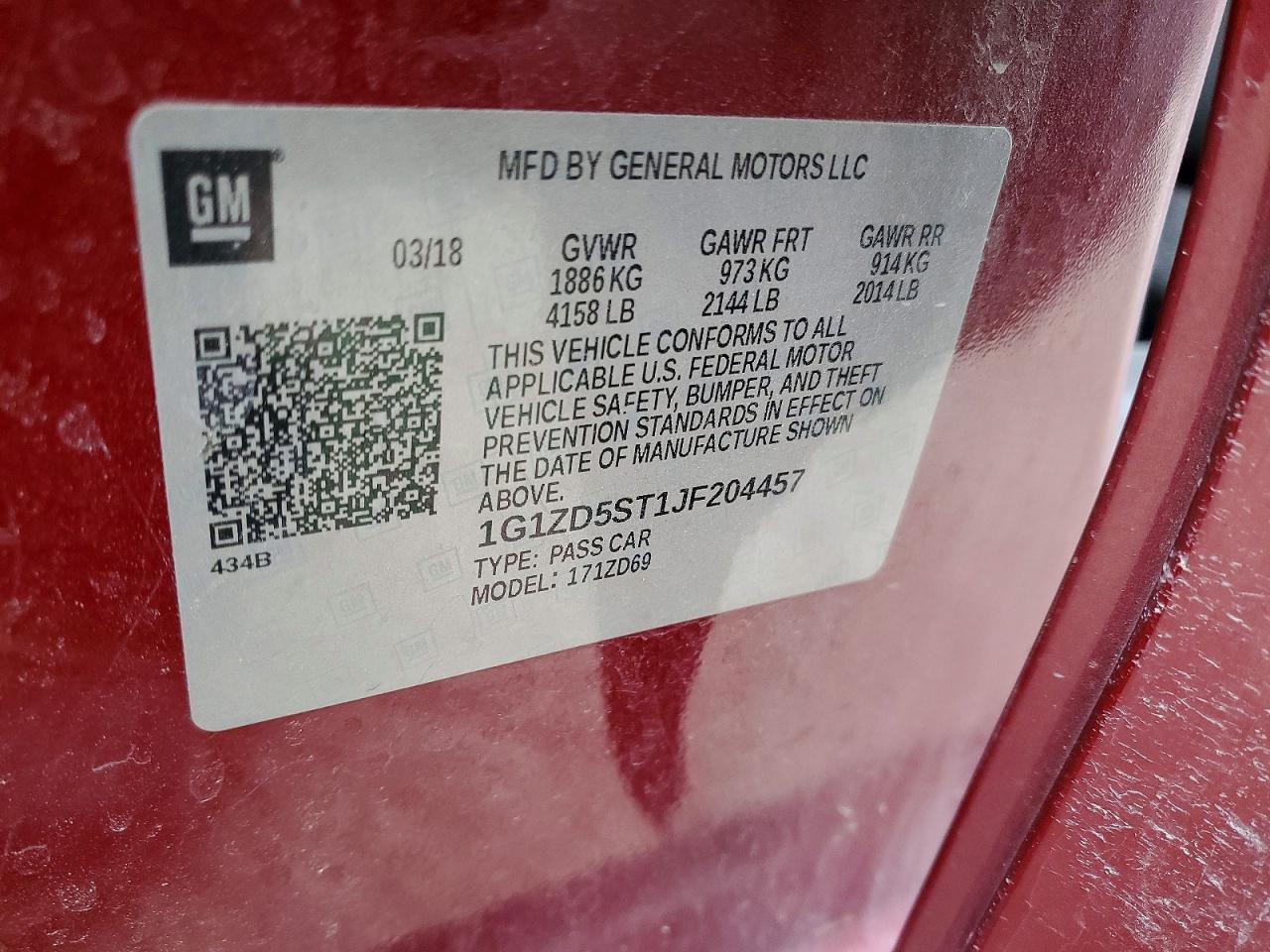 2018 CHEVROLET MALIBU LT photo 12