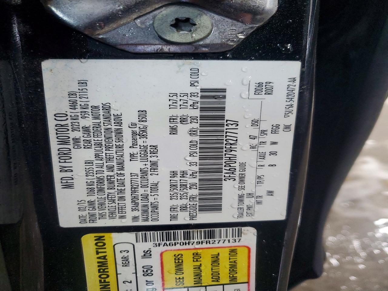2015 FORD FUSION SE photo 23