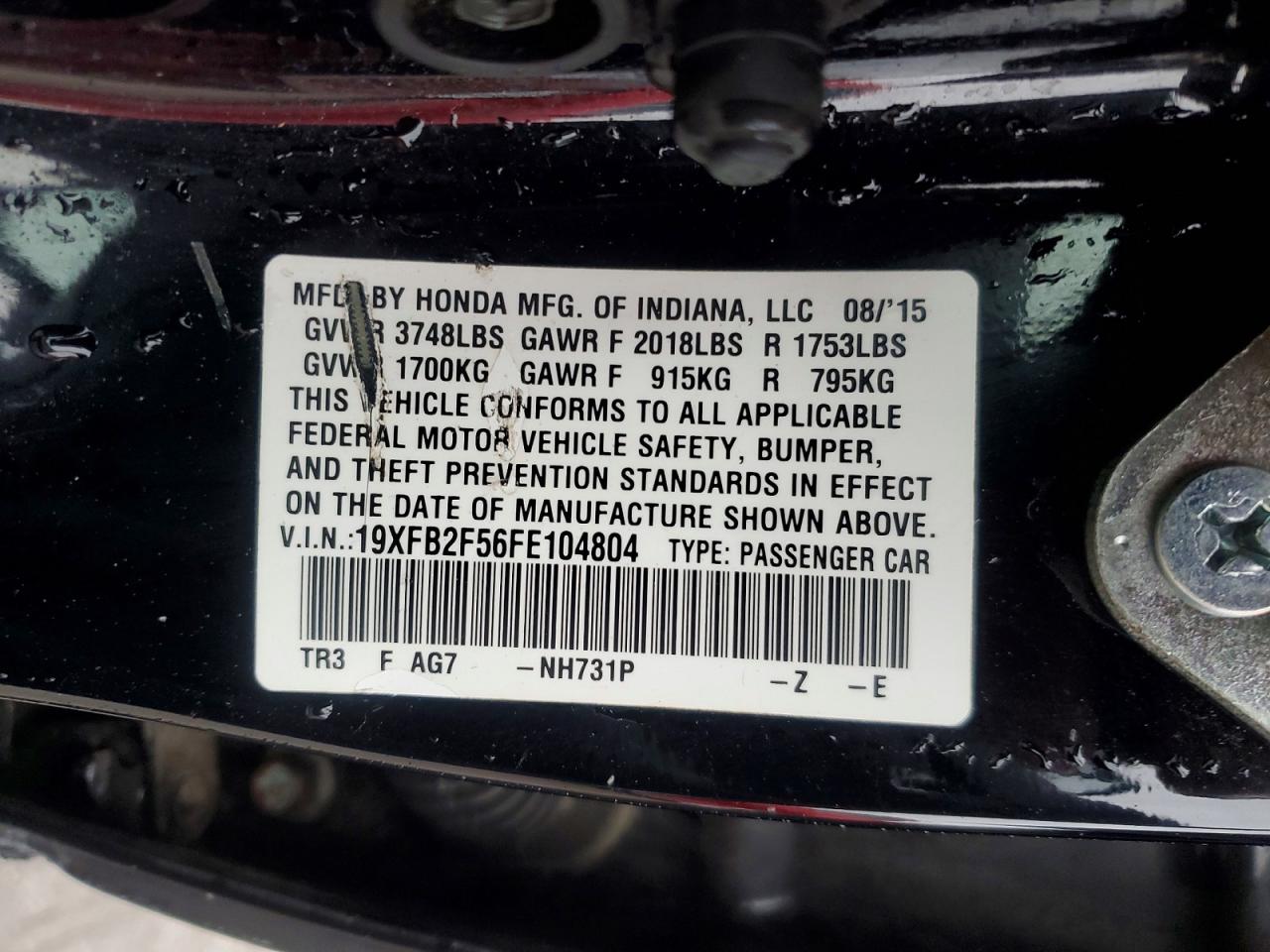 2015 HONDA CIVIC LX photo 12