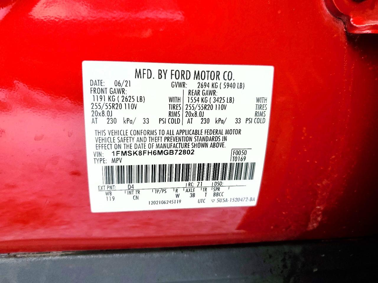 2021 FORD EXPLORER LIMITED photo 13