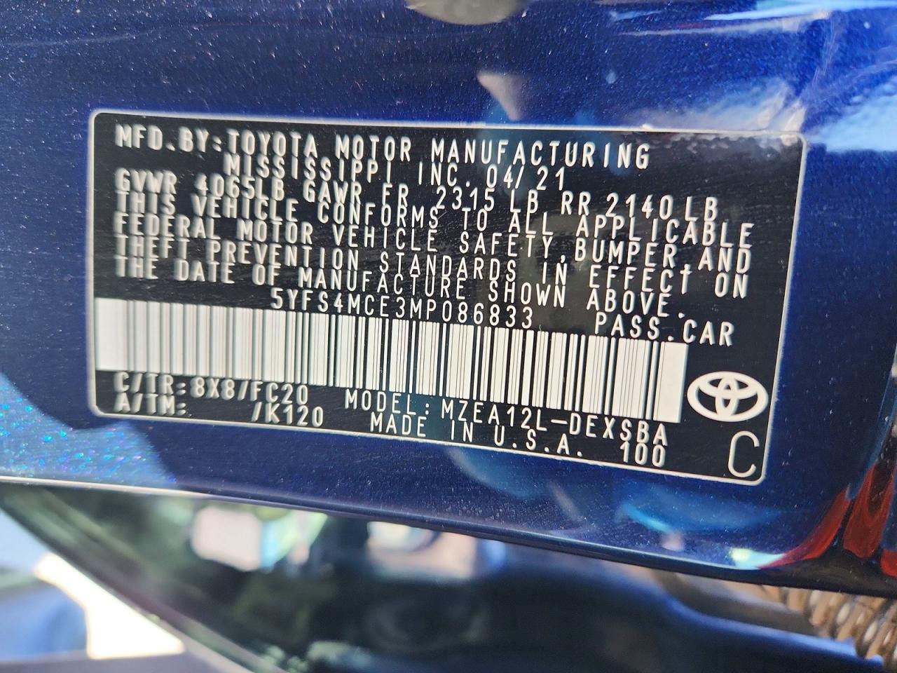 2021 TOYOTA COROLLA SE photo 23