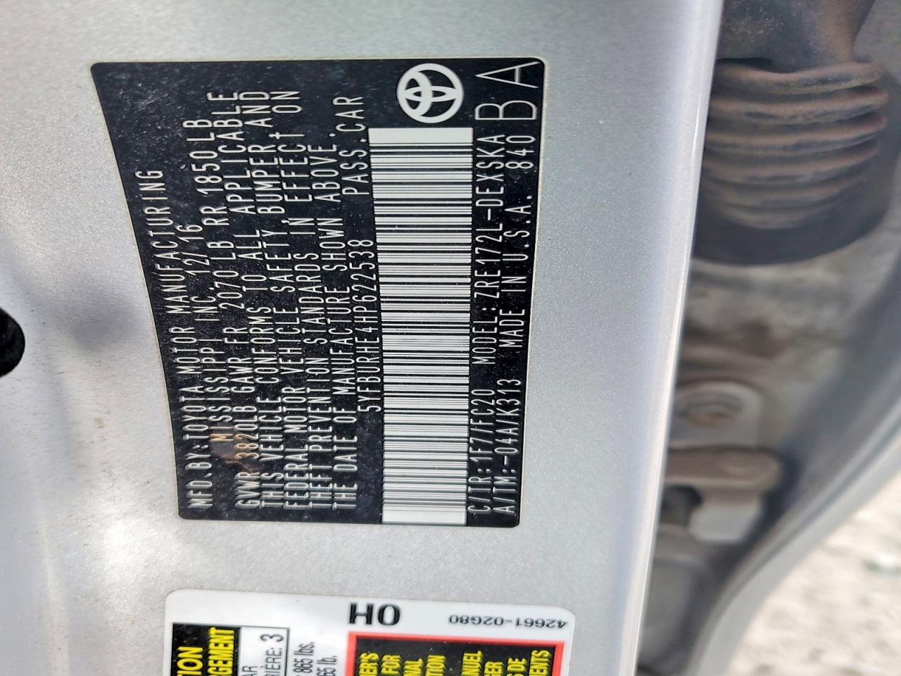 2017 TOYOTA COROLLA SE photo 12