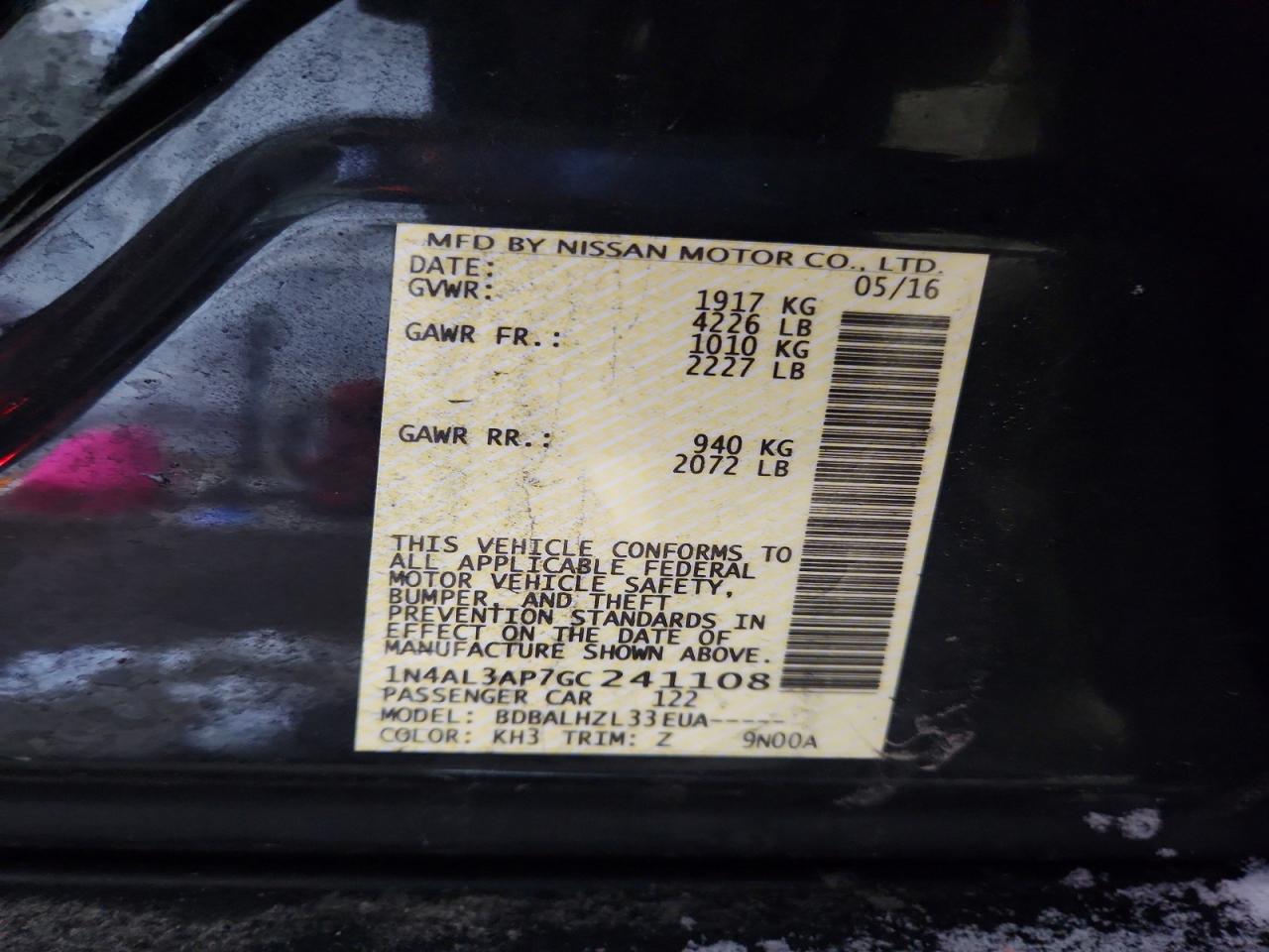 2016 NISSAN ALTIMA 2.5 SR photo 23