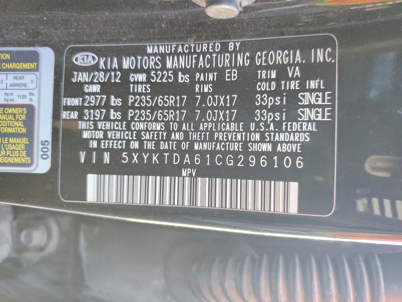 2012 KIA SORENTO BASE photo 13