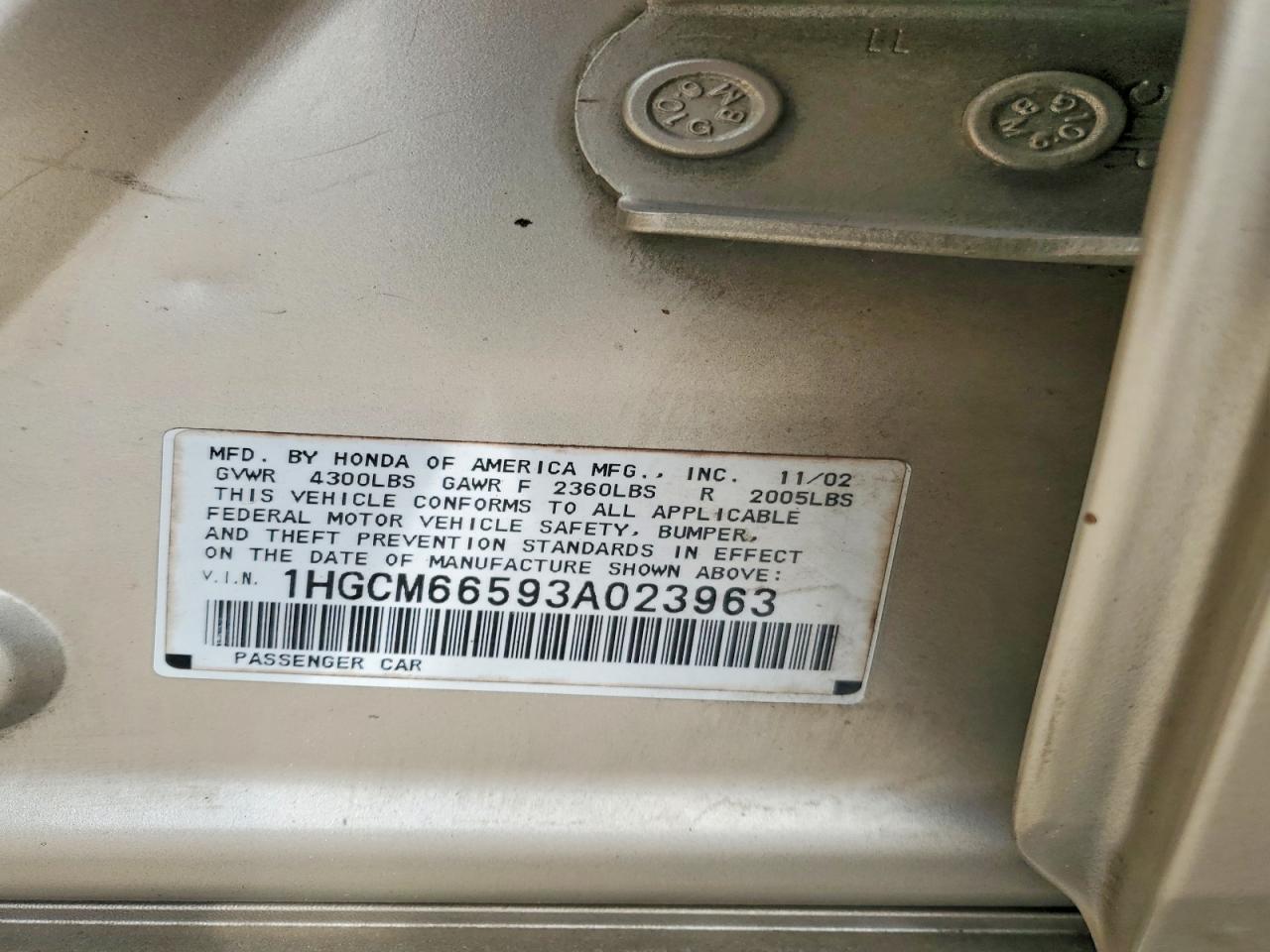 2003 HONDA ACCORD EX photo 23