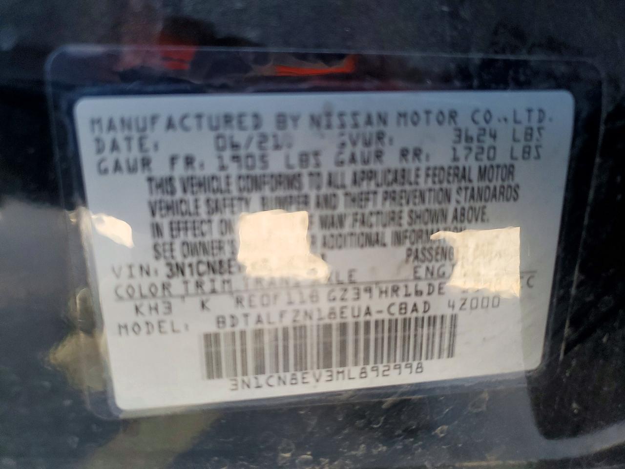 2021 NISSAN VERSA SV photo 37
