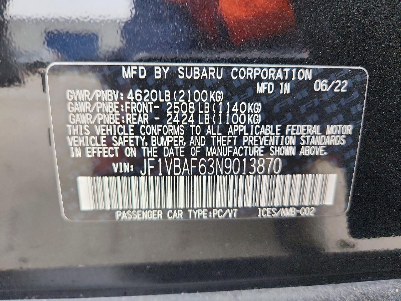 2022 SUBARU WRX PREMIUM photo 12