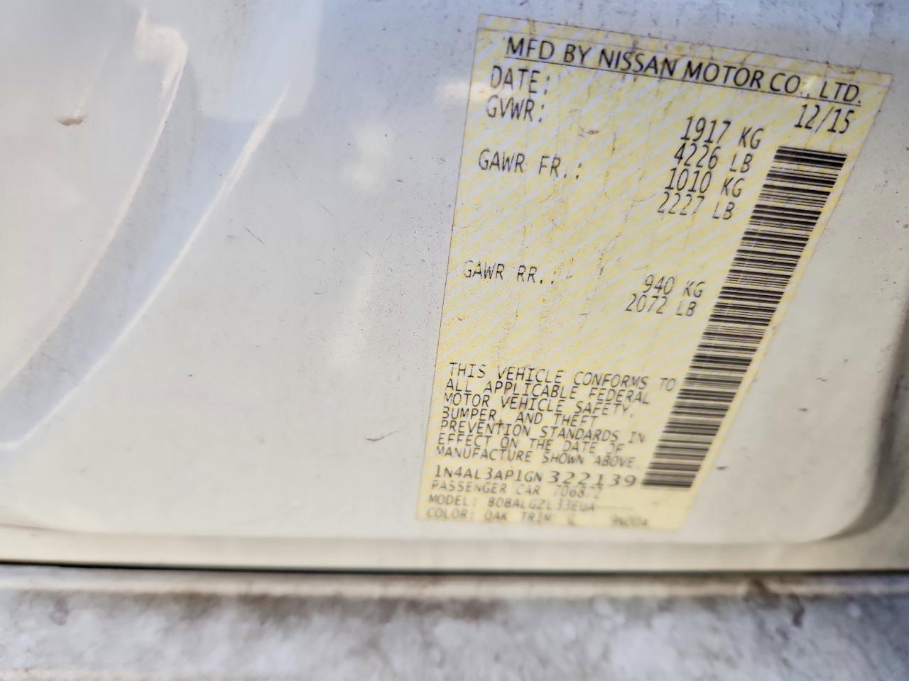 2016 NISSAN ALTIMA 2.5 photo 12