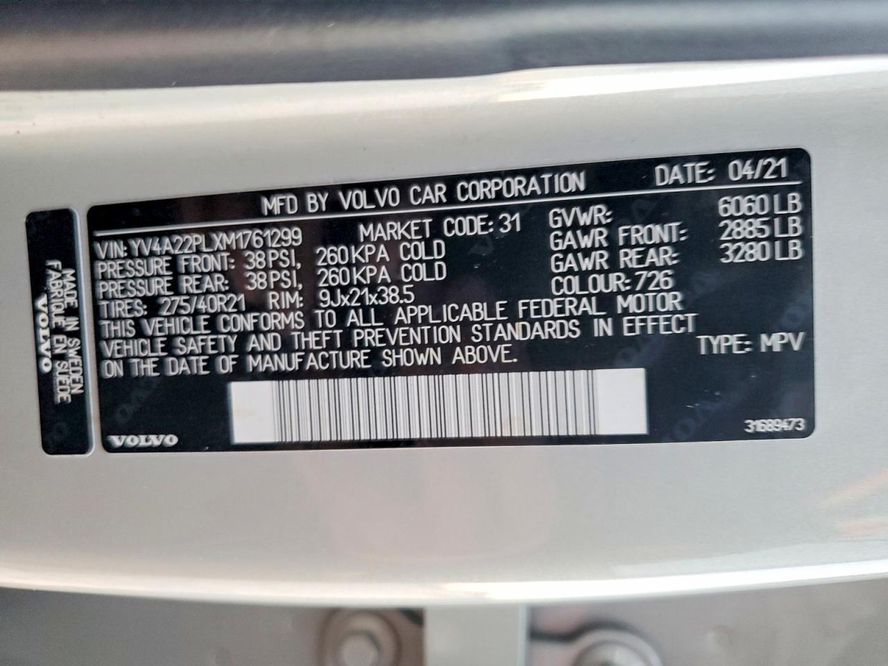 2021 VOLVO XC90 T6 INSCRIPTION photo 13