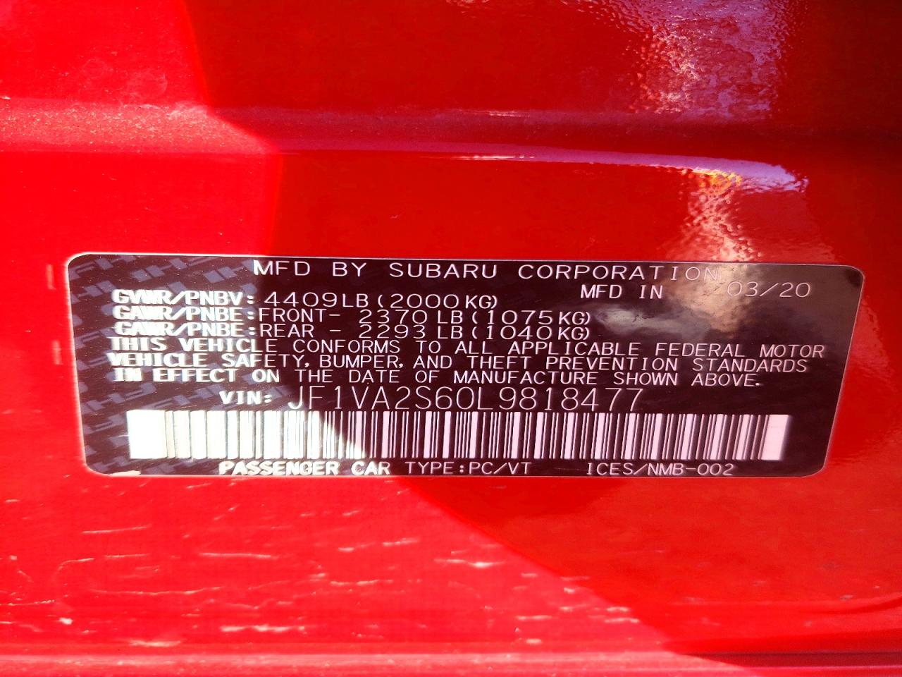 2020 SUBARU WRX STI photo 37